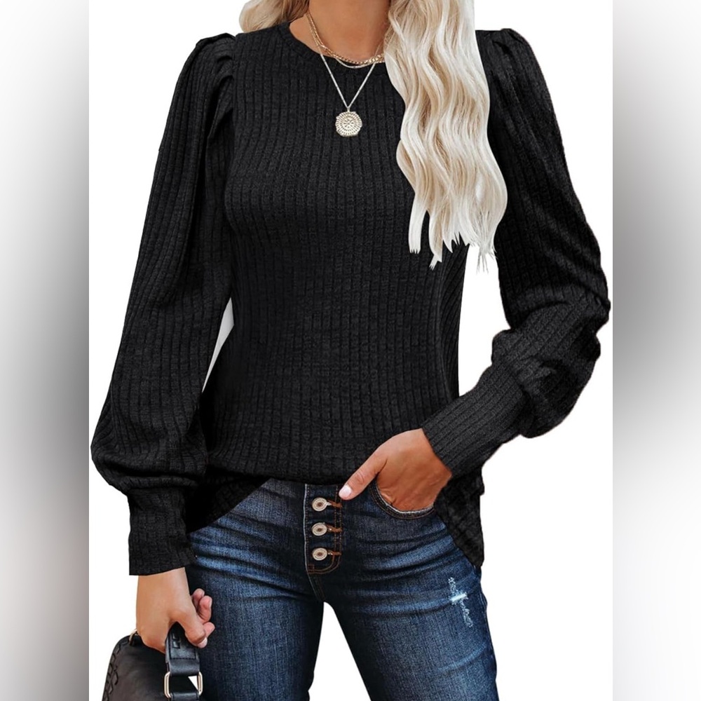 Black Ribbed Knit Sweater